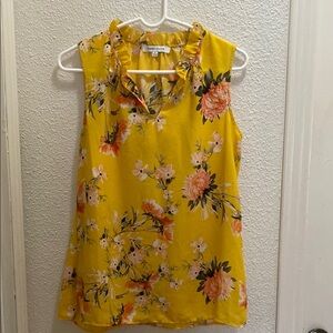 Rose & Olive Yellow Floral Top M